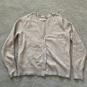 LOFT Womens Tan Shruken Fit Cardigan with Star Sequins in Sz M